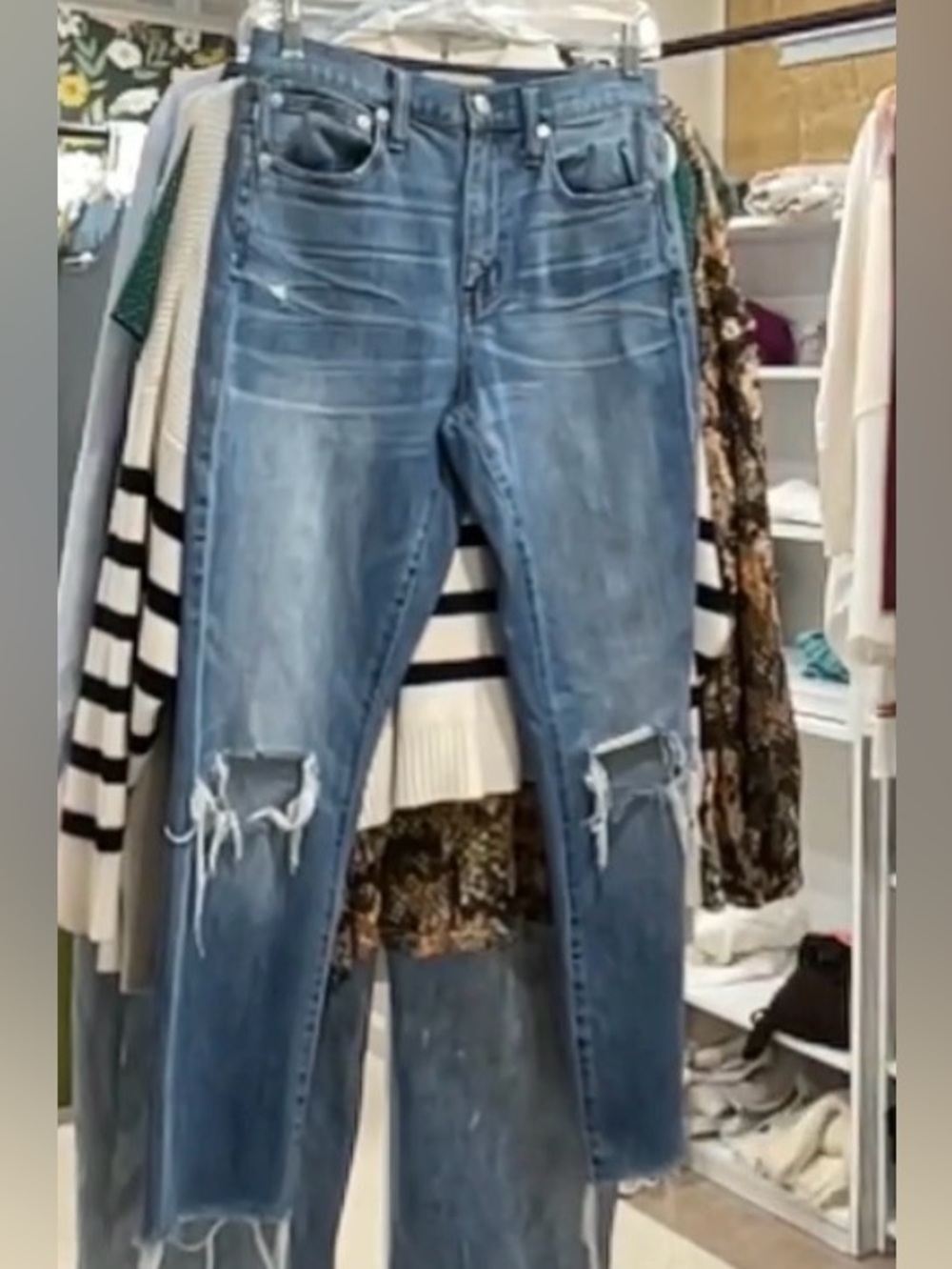 The High-Rise Slim Crop Boyjean:
Knee-Rip Edition Size 24